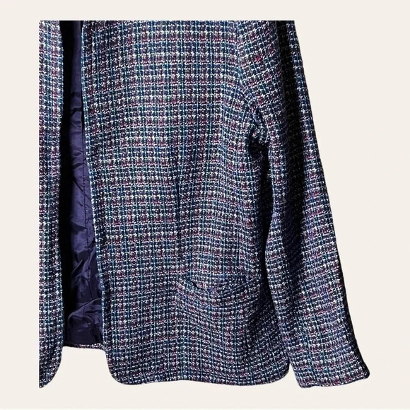 0337W. TALBOTS PETITES TWEED BLAZER SIZE 14P BLUE RED‎ AND WHITE IN COLOR - Picture 5 of 14